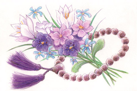 数珠と供花